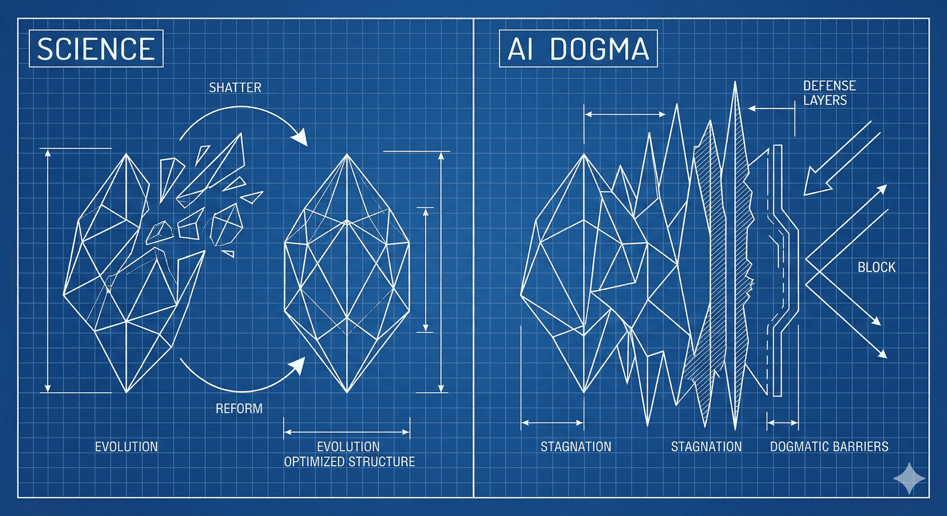 과학의 열린 구조와 대비되는, AI 도그마의 완벽한 자기 합리화 구조